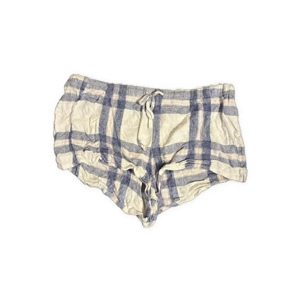 Rails Anthropologie White Blue Plaid Flannel Mini Shorts Xs